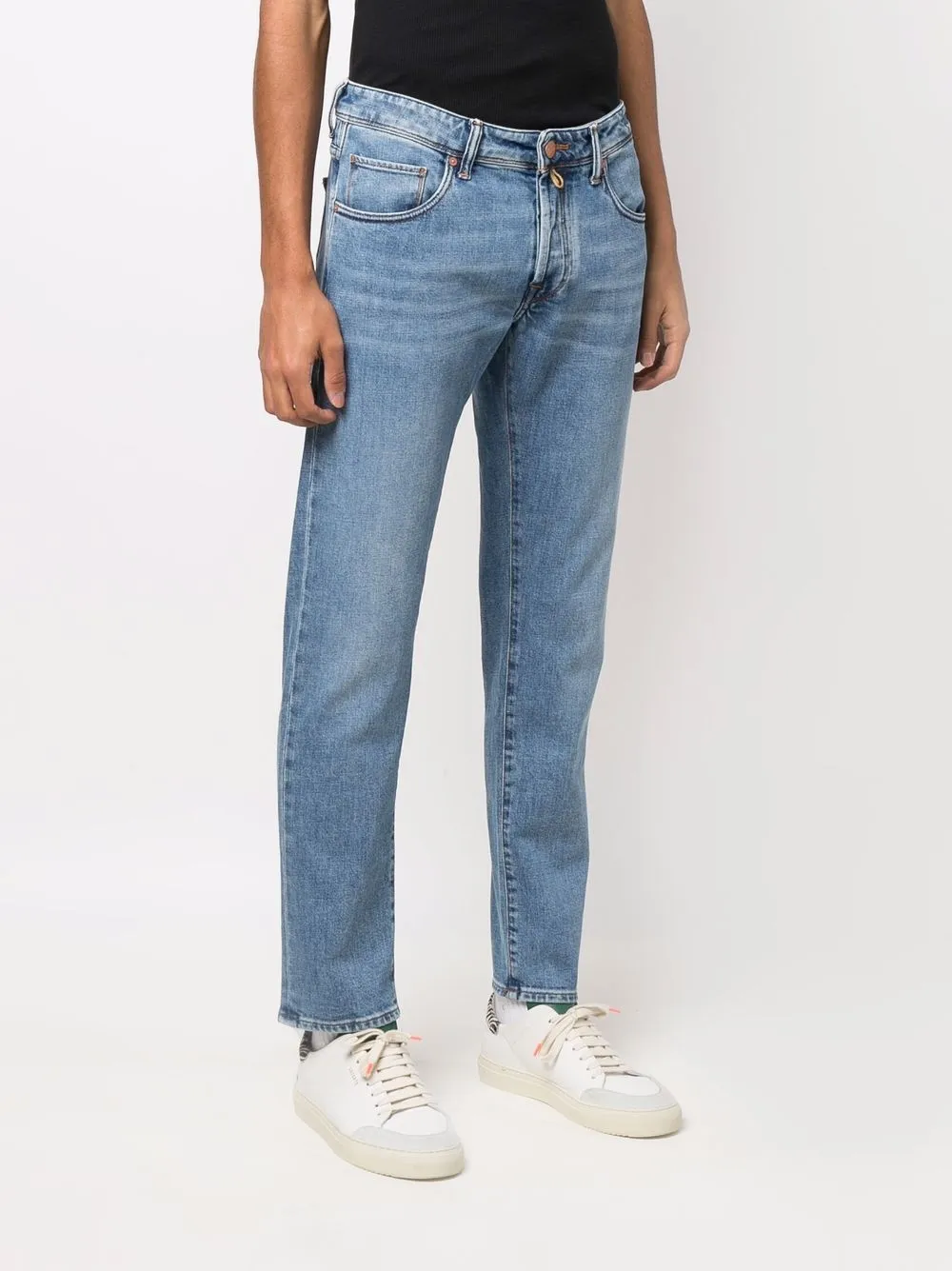  Incotex Halbhohe Straight Leg Jeans   Blau 