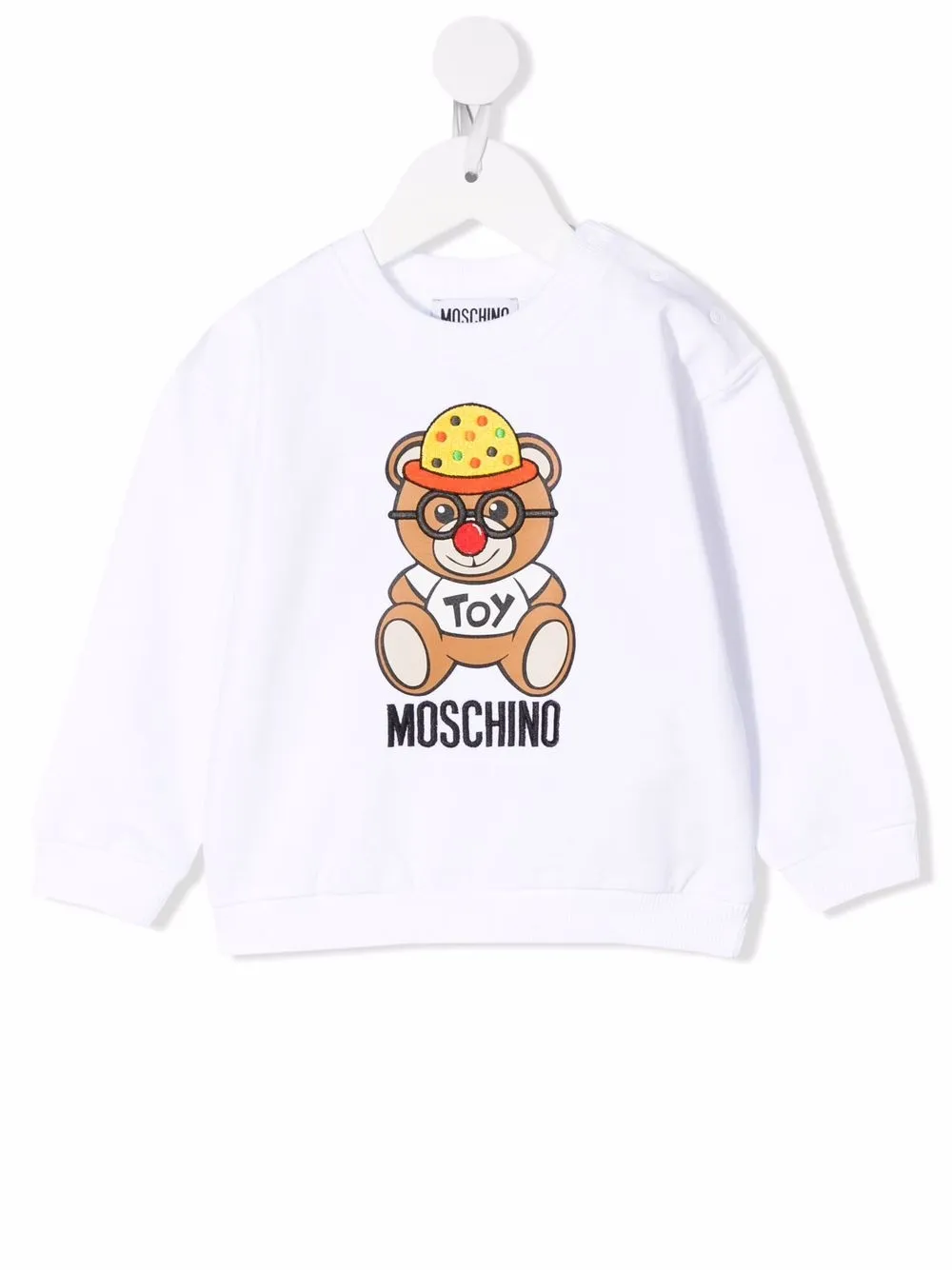 

Moschino Kids Teddy Bear clown-embroidered sweatshirt - White