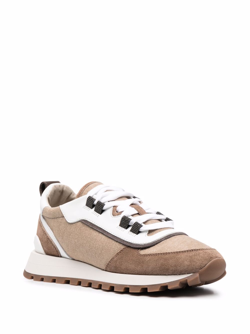 Image 2 of Brunello Cucinelli panelled lace-up sneakers