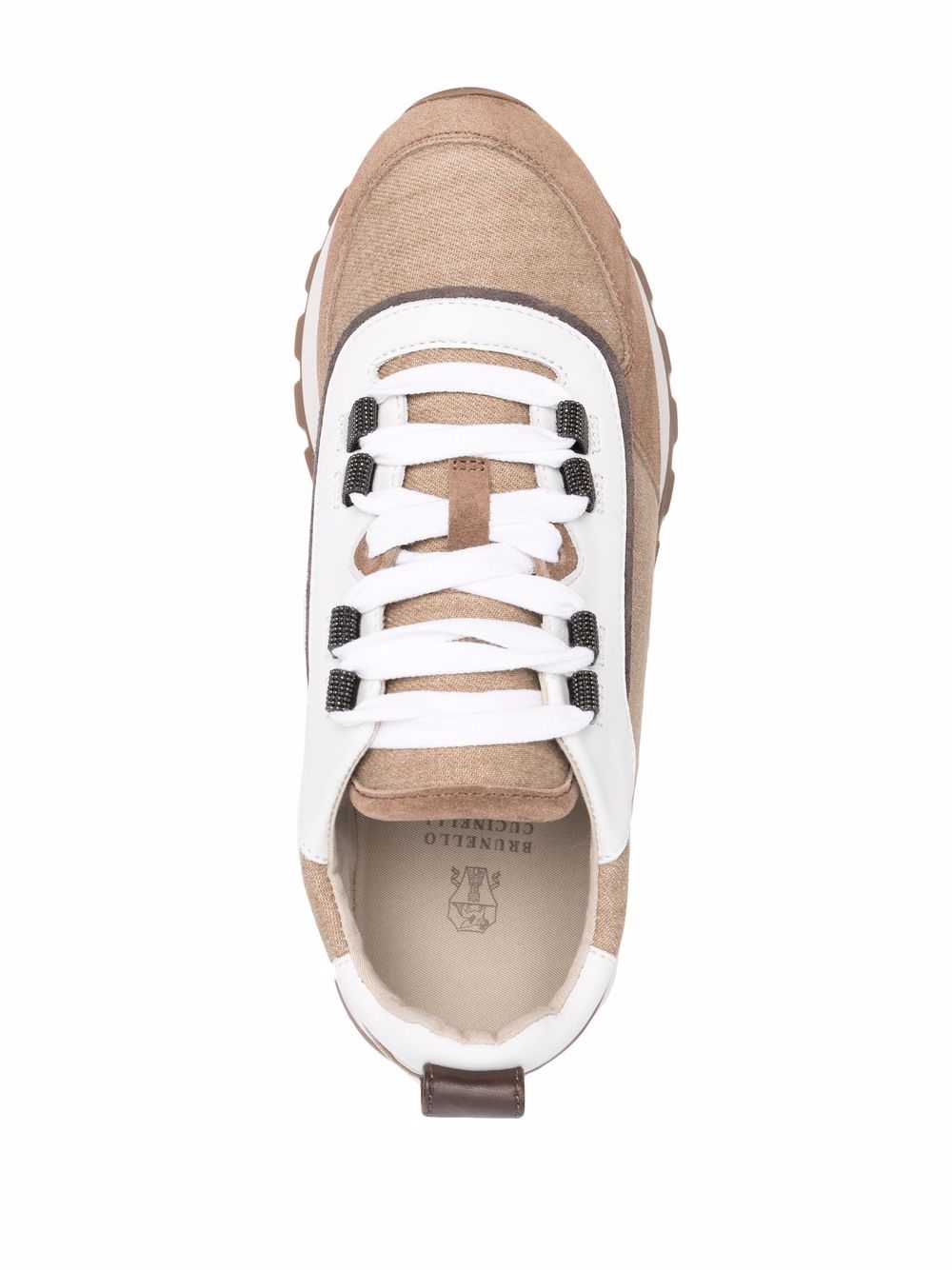 Buy now cheap Brunello Cucinelli panelled lace-up sneakers Women