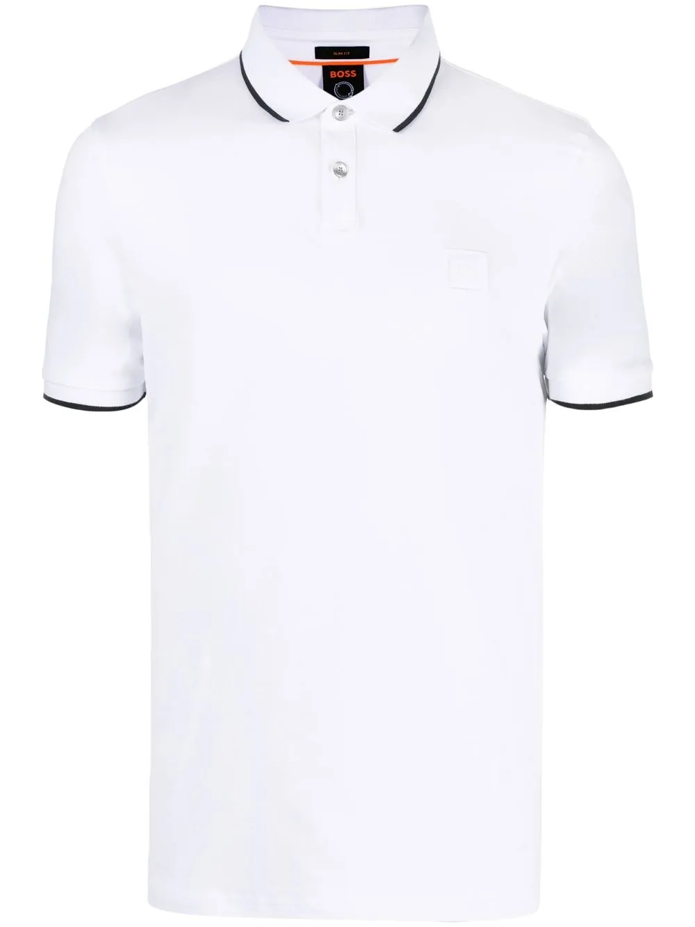 

BOSS playera tipo polo con logo bordado - Blanco