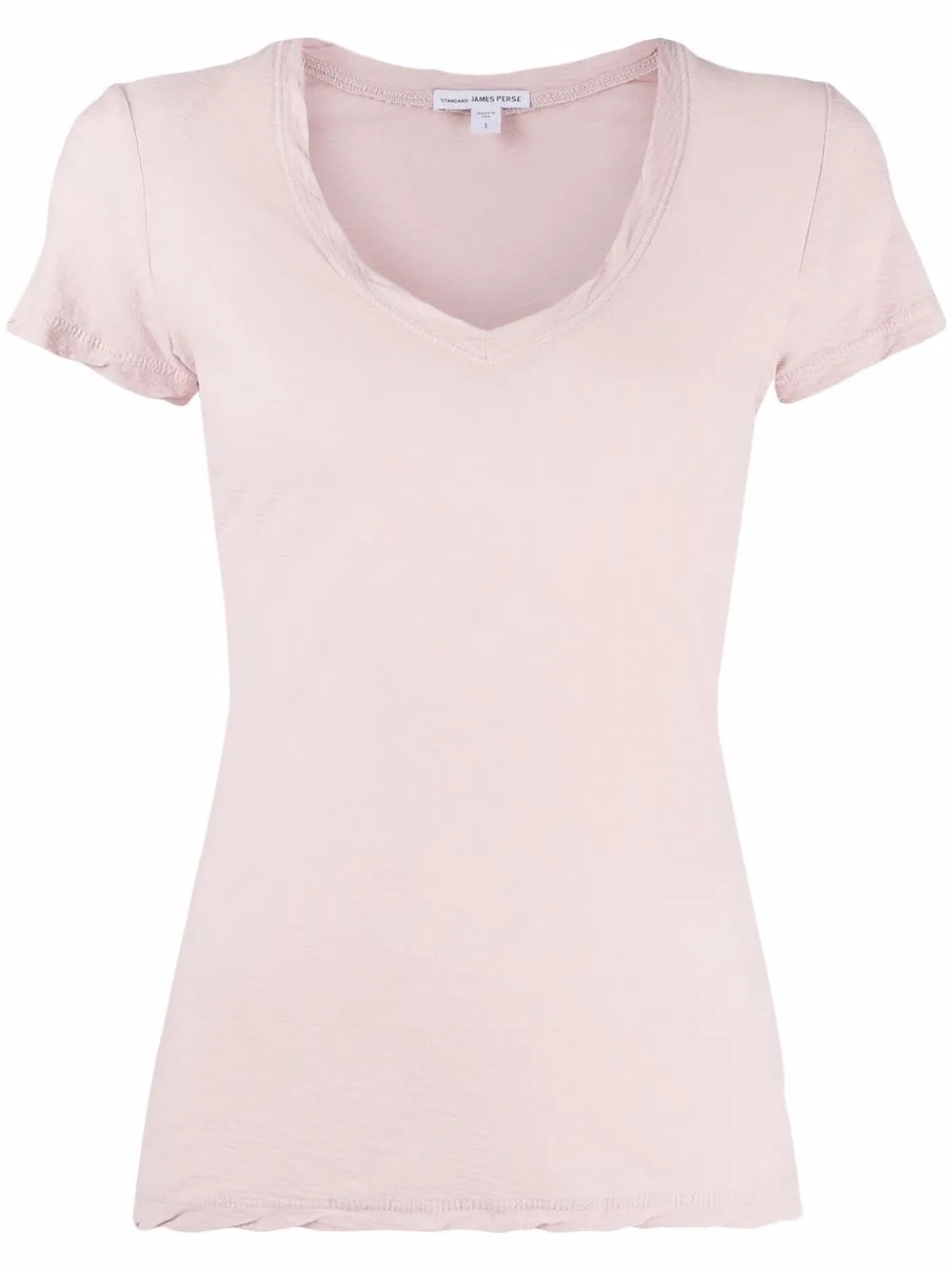 

James Perse playera ajustada con cuello en V - Rosado