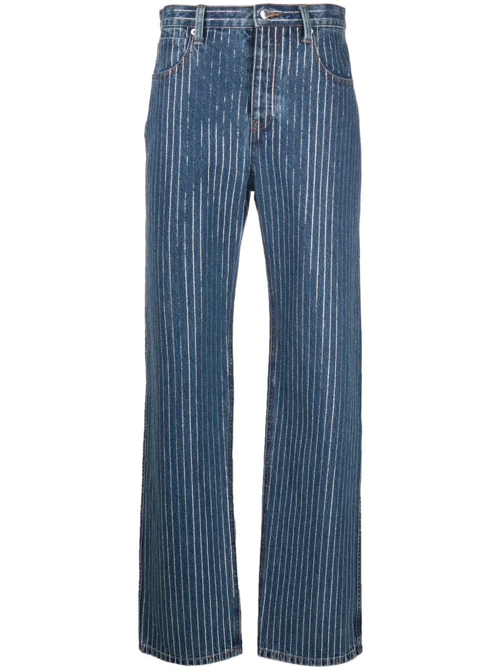 crystal-embellished straight-leg jeans