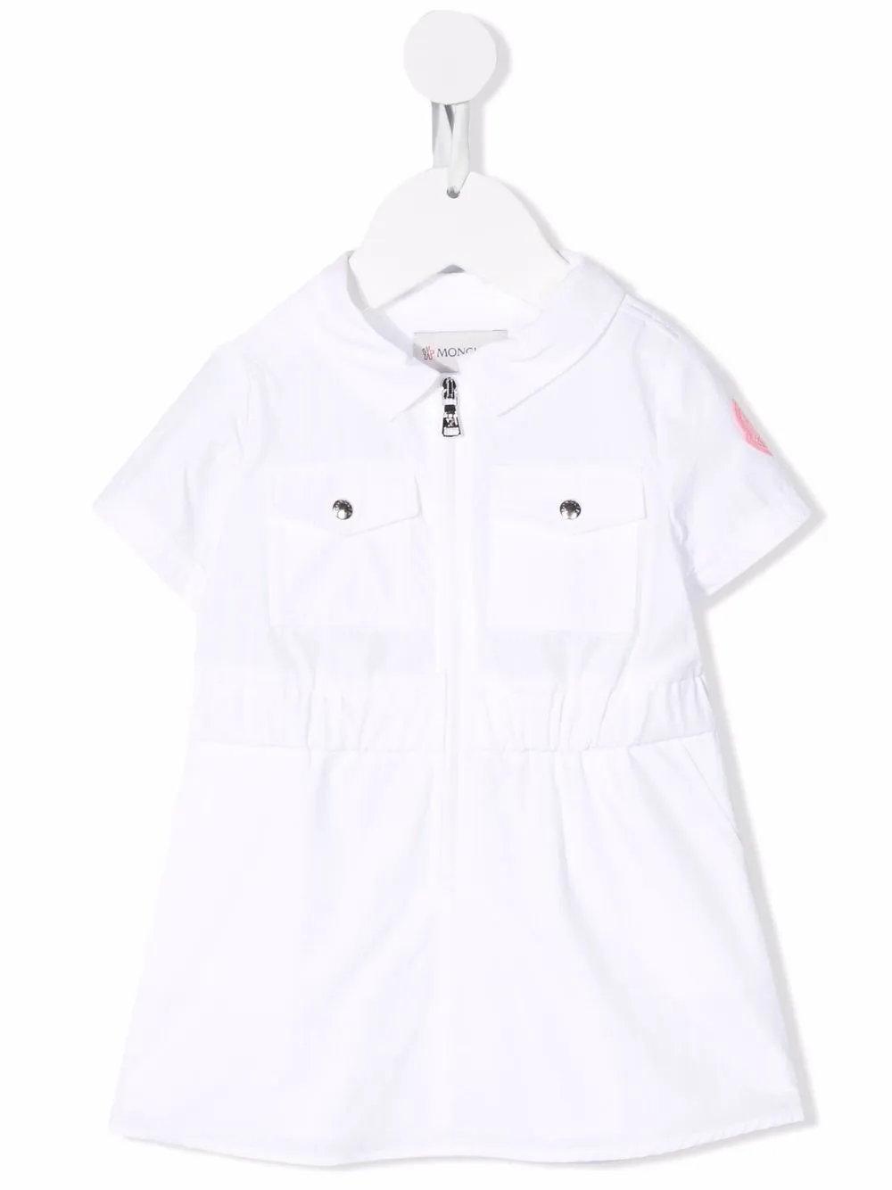 moncler enfant robe-chemise zippée à patch logo - blanc