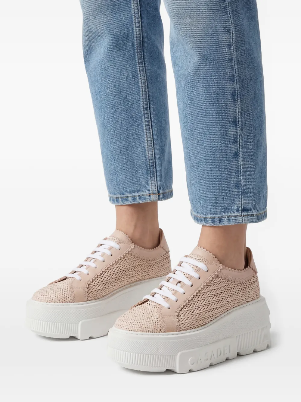  Casadei Sneakers Mit Webmuster   Rosa 