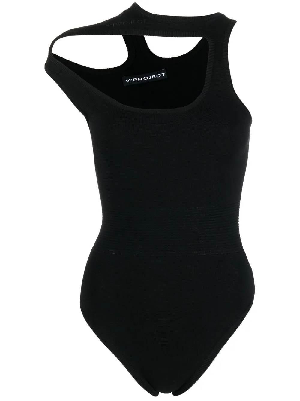 Y/Project asymmetric-neck bodysuit – Black