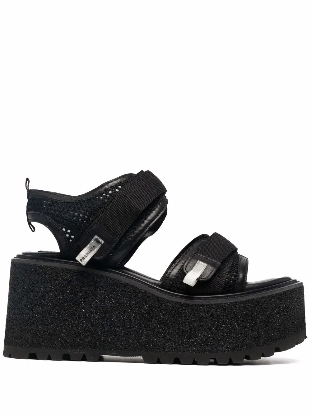 

Premiata glitter-detail wedge sandals - Black