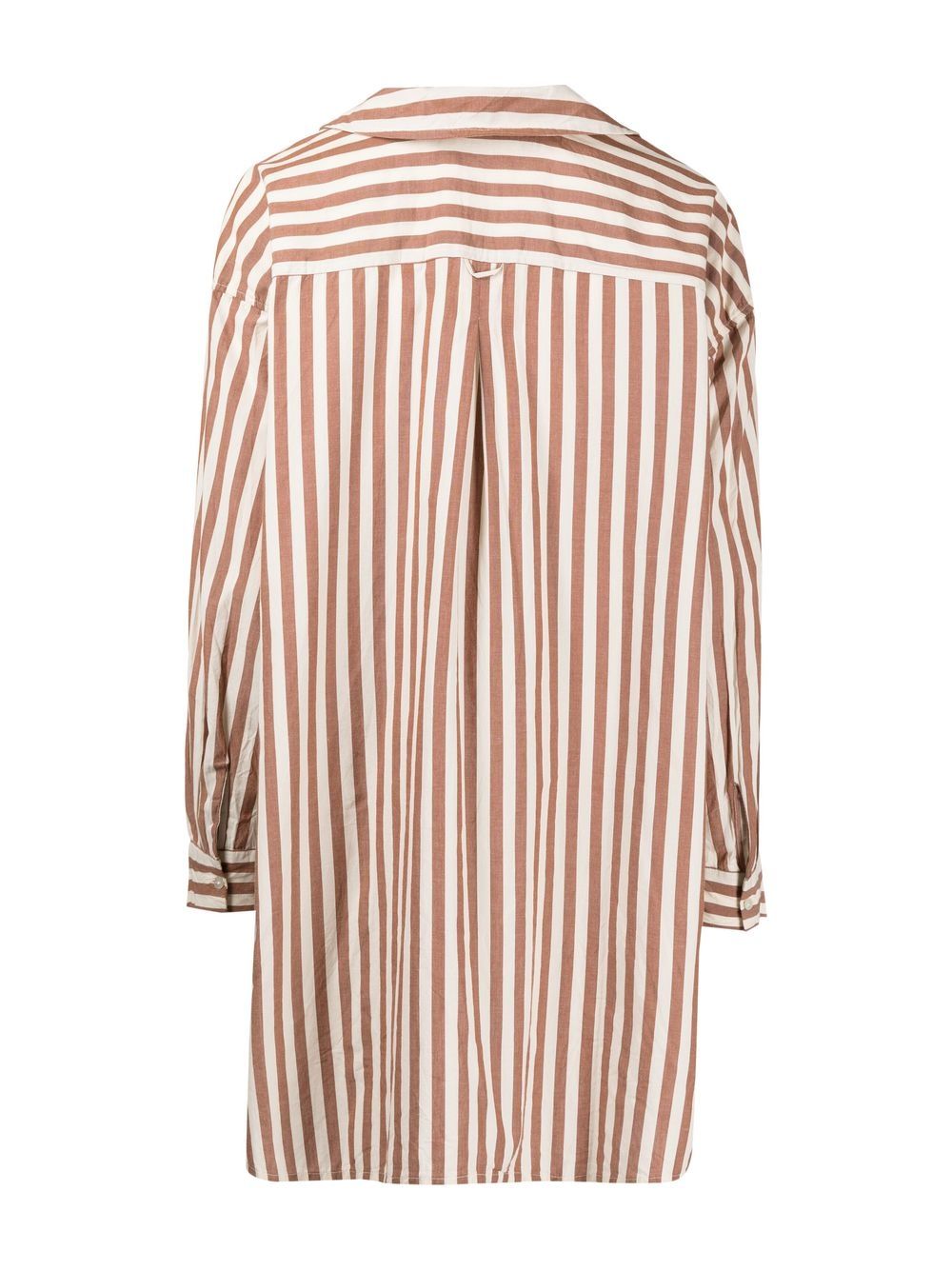 Shop General Sleep Stripe Long-sleeve Nightshirt In Brown