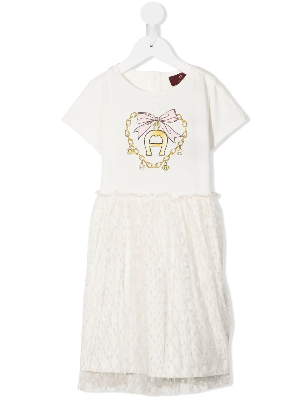 

Aigner Kids vestido acampanado con logo estampado - Blanco