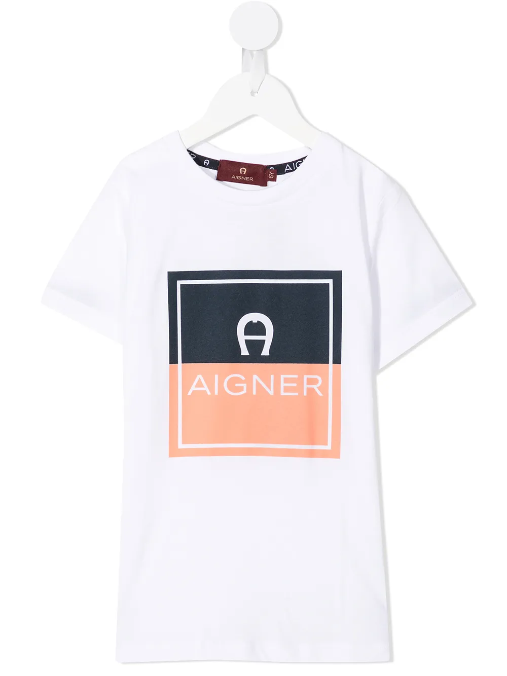 

Aigner Kids box logo-print short-sleeve T-shirt - White