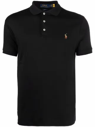Polo Ralph Lauren embroidered-logo Polo Shirt Black FARFETCH UK