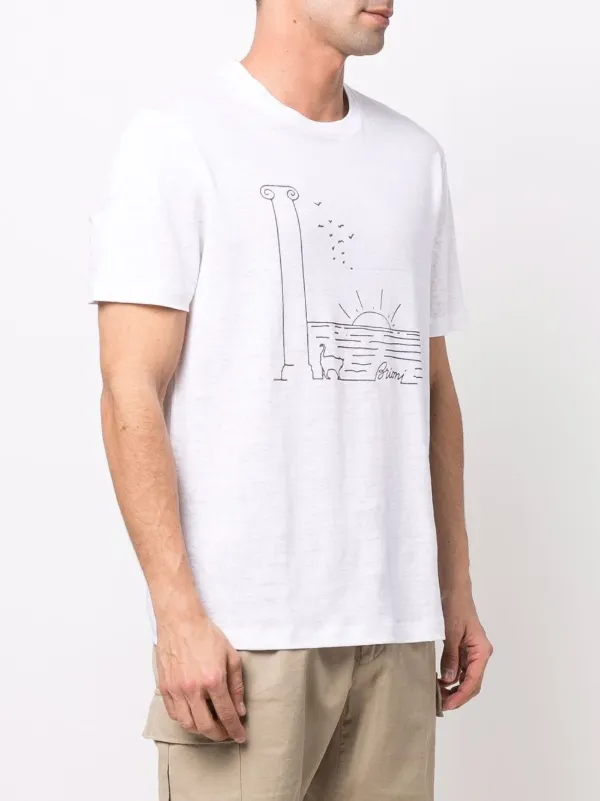 Brioni graphic-print Linen T-shirt 