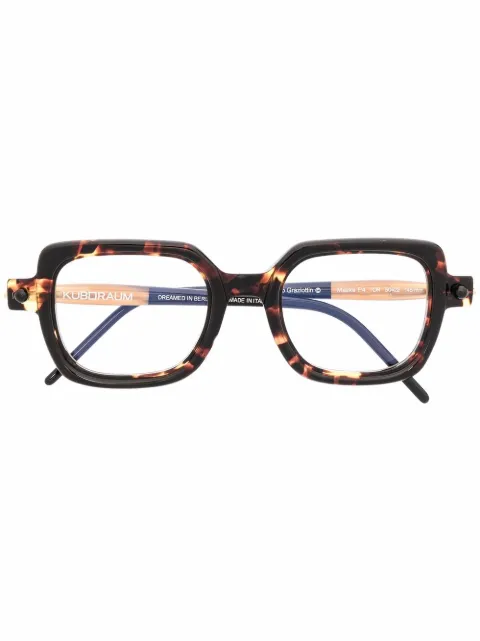 Kuboraum tortoiseshell-effect square-frame glasses