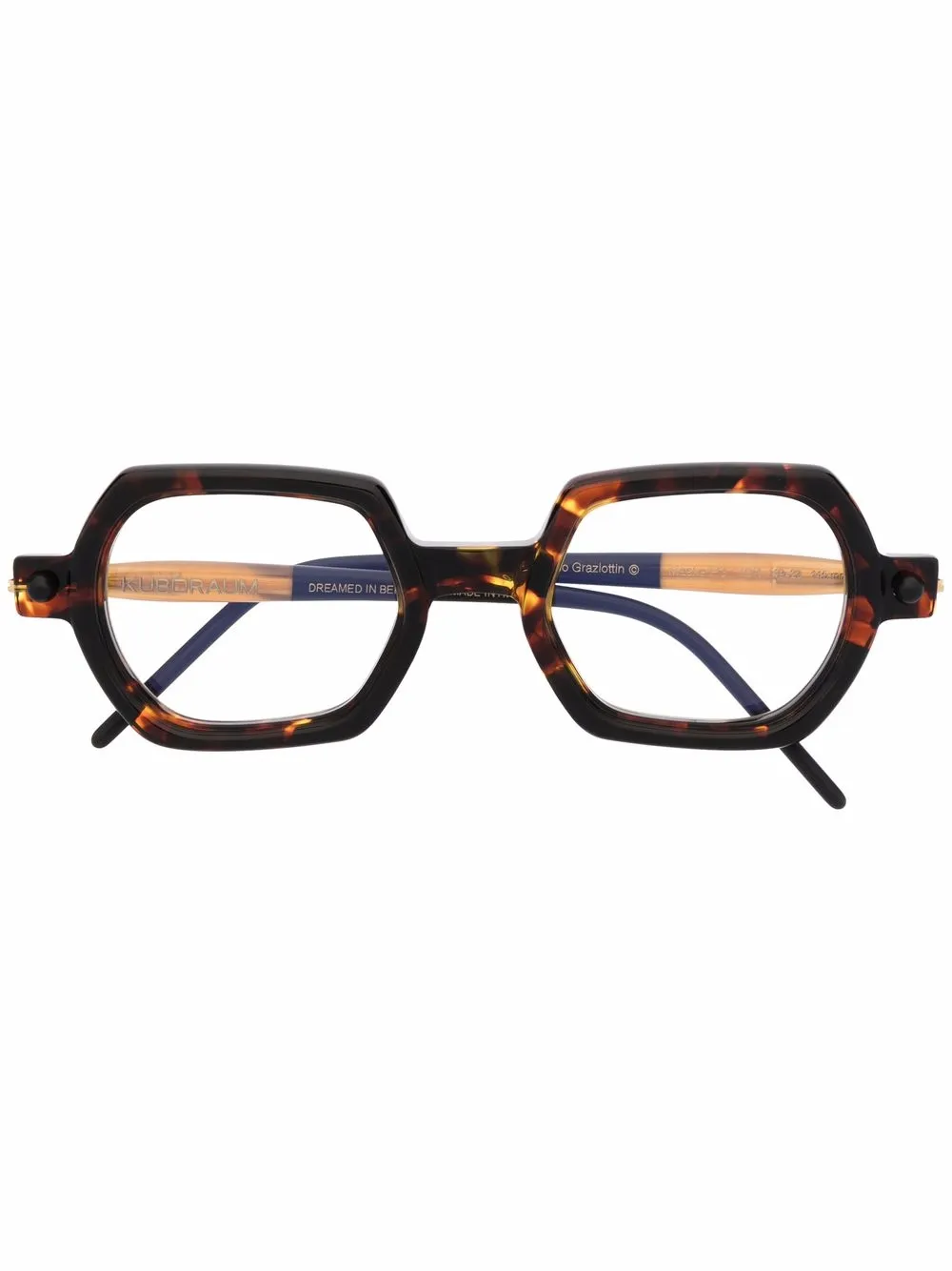

Kuboraum geometric-frame glasses - Brown