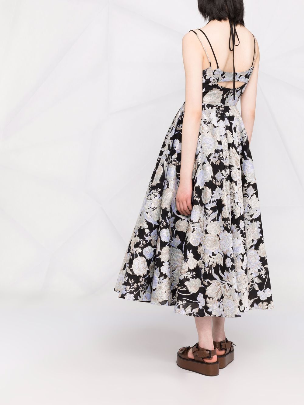 фото Erdem rea floral-jacquard flared dress