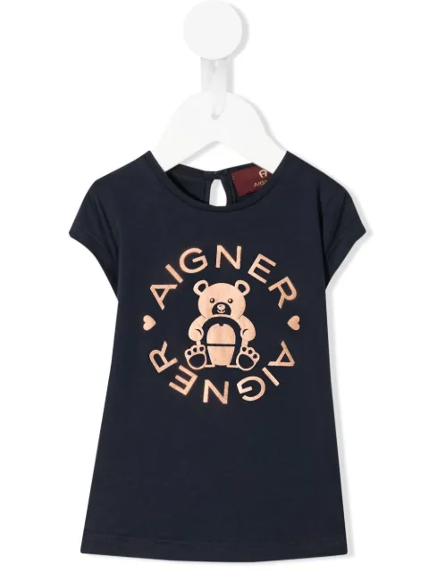 Aigner Kids تيشيرت قطن بطبعة شعار الماركة