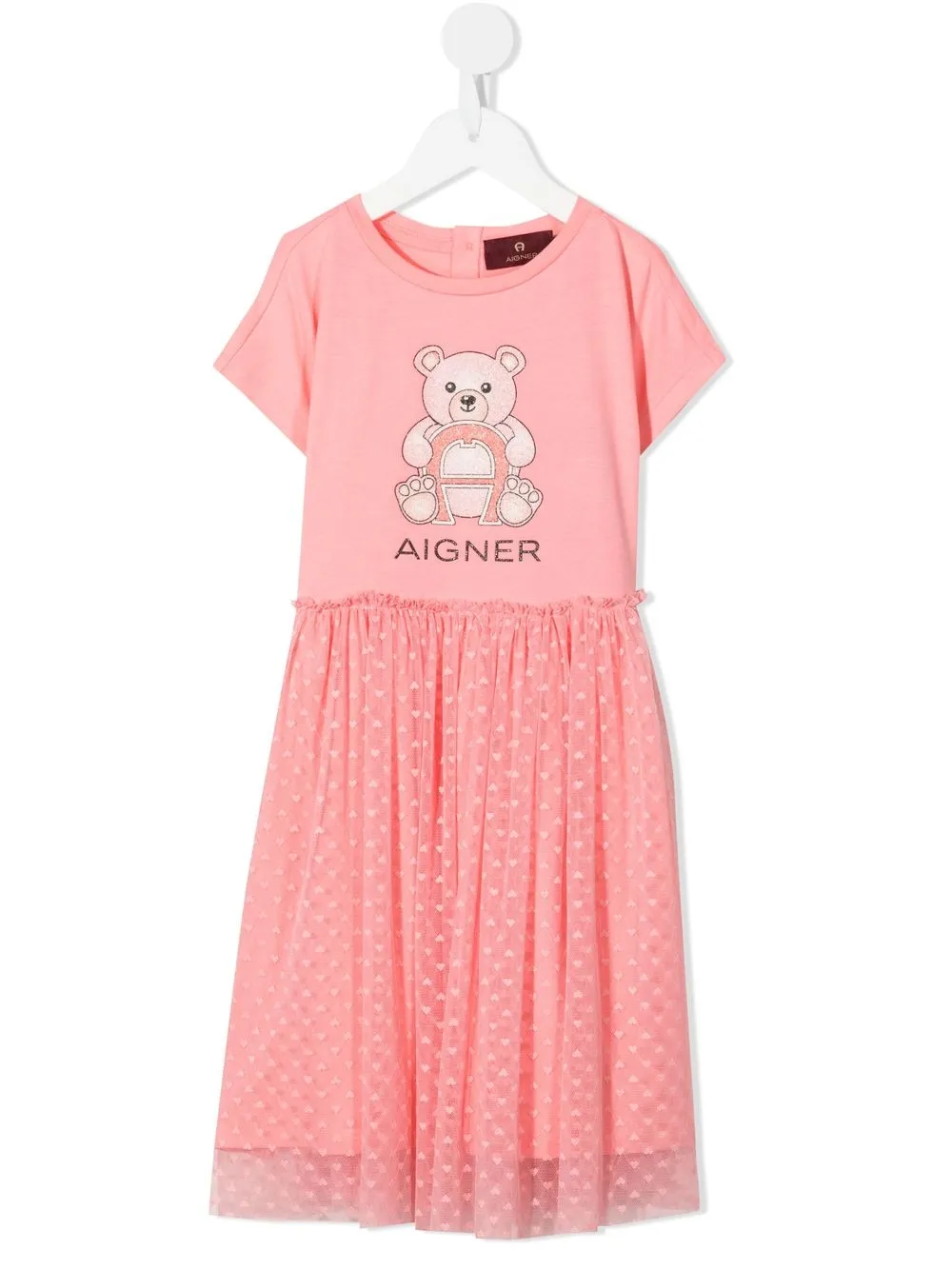 

Aigner Kids vestido estilo playera con oso estampado - Rosado