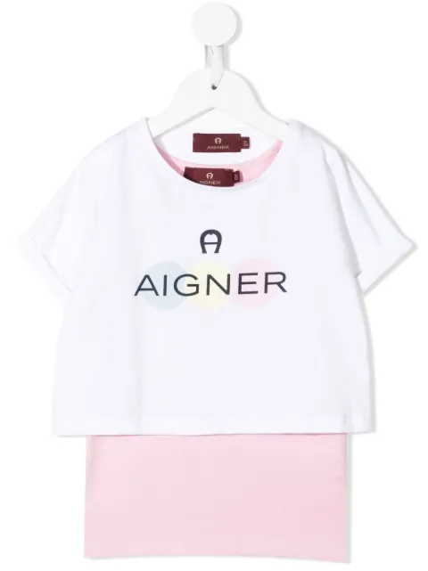 Aigner Kids layered logo-print T-shirt vest