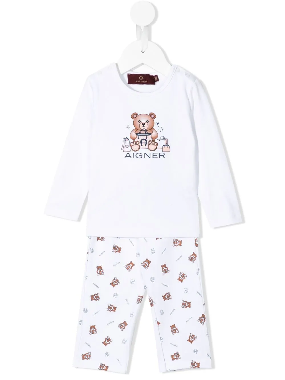 

Aigner Kids pijama con osito y logo estampados - Blanco