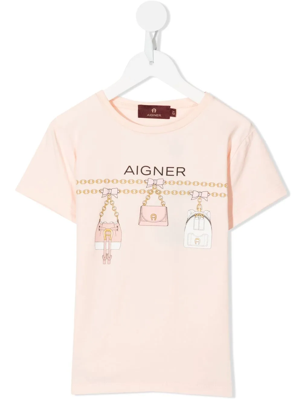 

Aigner Kids chain bag-print stretch-cotton T-shirt - Pink