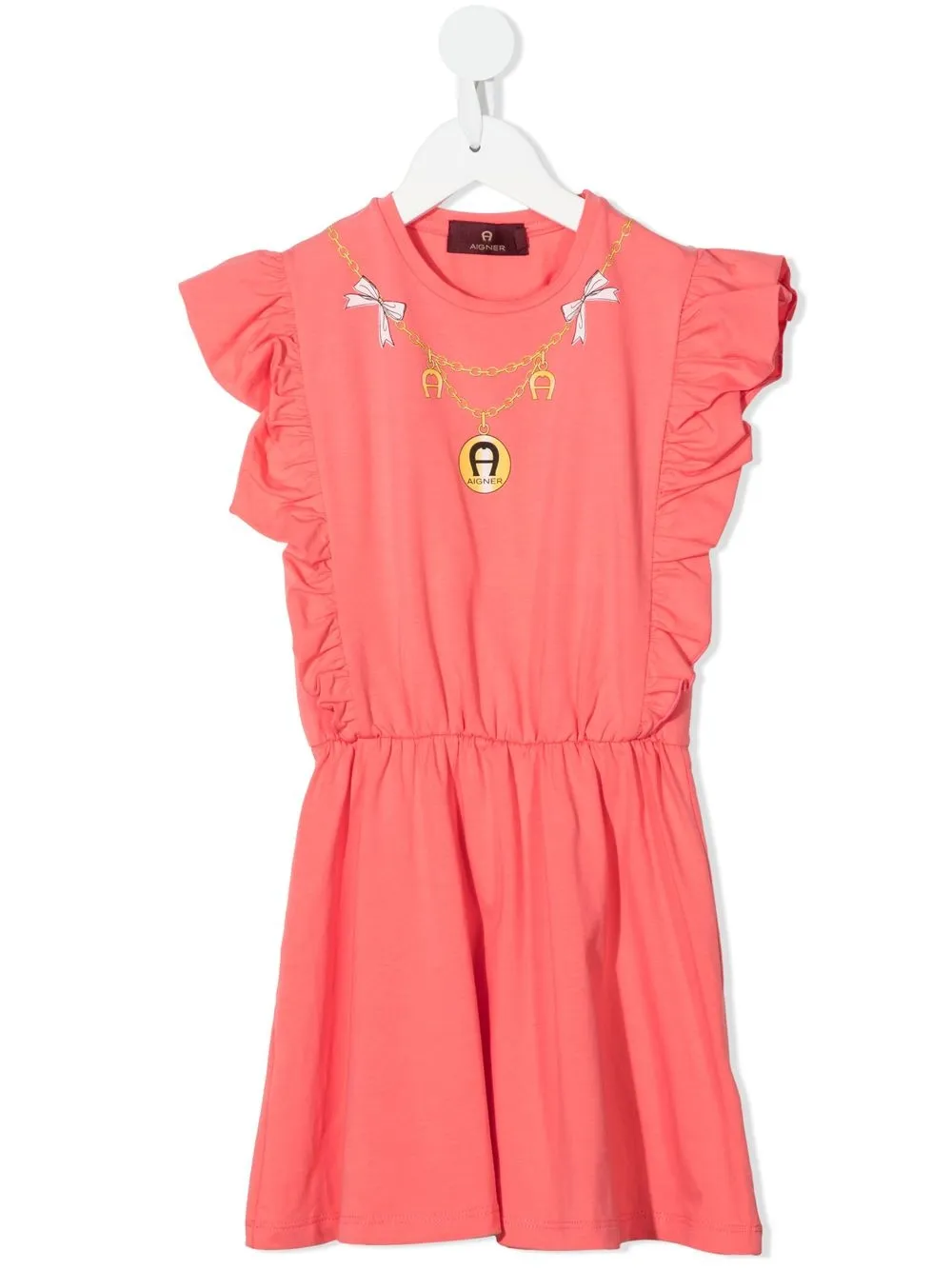 

Aigner Kids vestido corto fruncido con logo estampado - Rosado