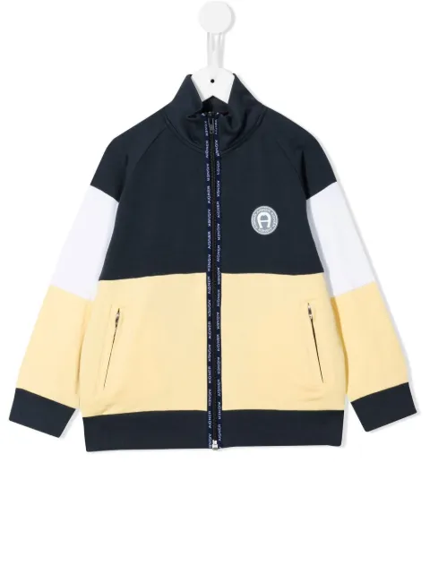 Aigner Kids colour-block zip-up jacket