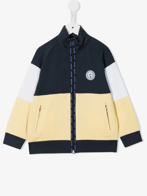 Aigner Kids colour-block zip-up jacket