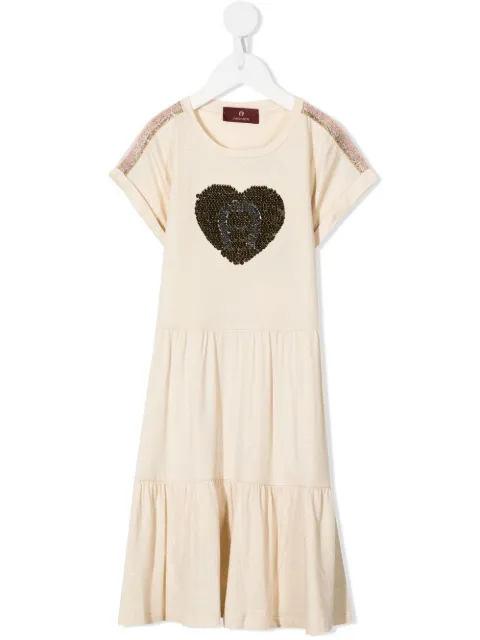 Aigner Kids vestido largo con logo de lentejuelas
