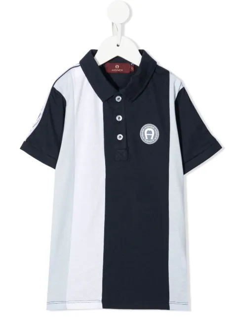 Aigner Kids logo-patch striped polo shirt