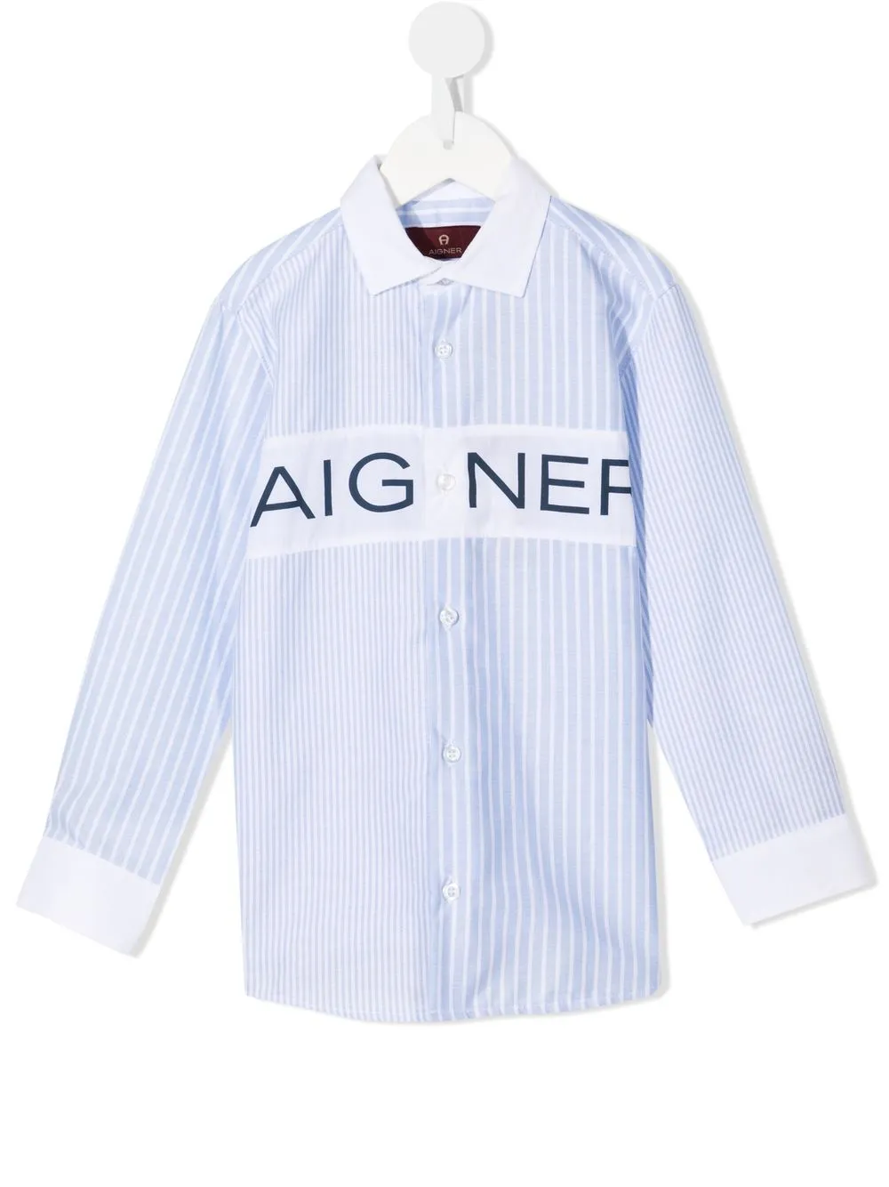 

Aigner Kids striped logo-print shirt - Blue