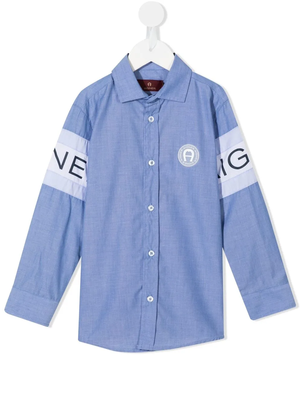 

Aigner Kids cotton logo-patch shirt - Blue