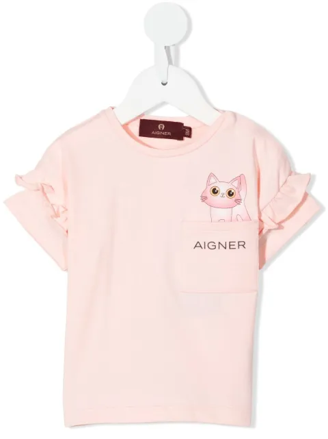 Aigner Kids تيشيرت بأكمام قصيرة وطبعة شعار الماركة