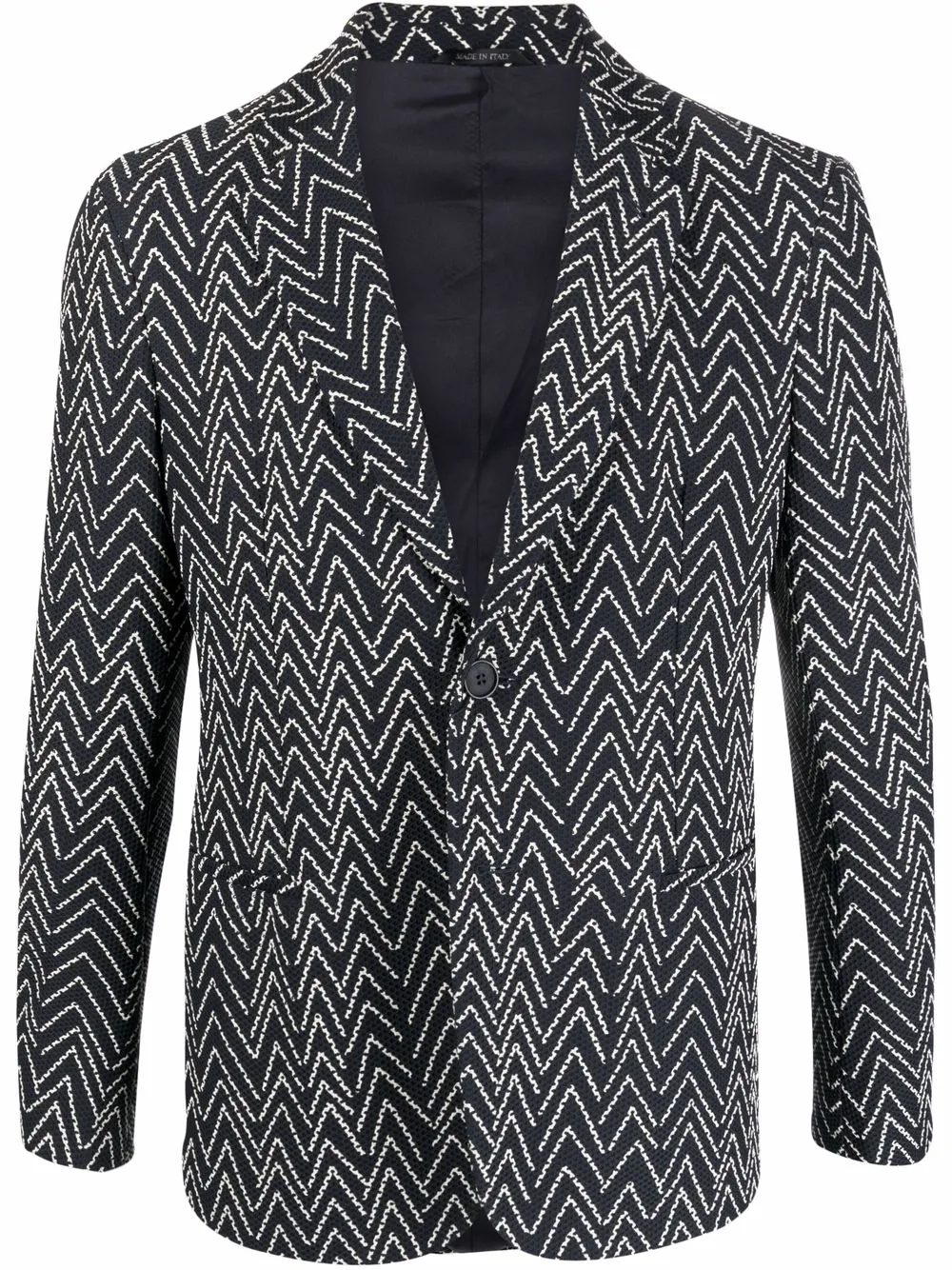 

Giorgio Armani blazer con bordado en zigzag - Azul