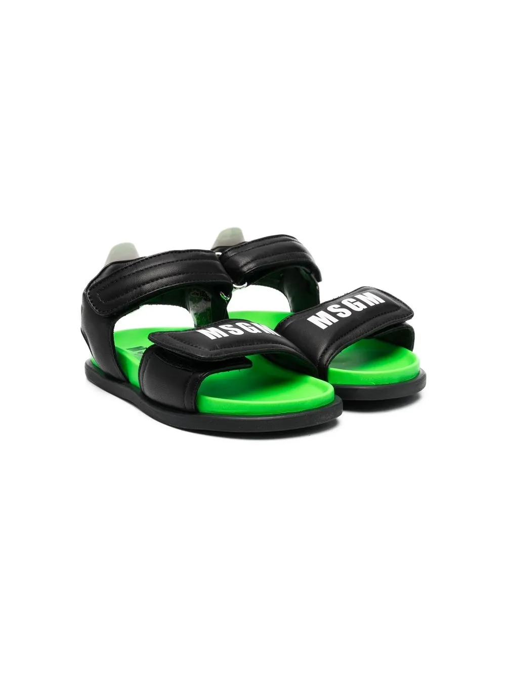 

MSGM Kids sandalias con cierre autoadherente y logo estampado - Negro