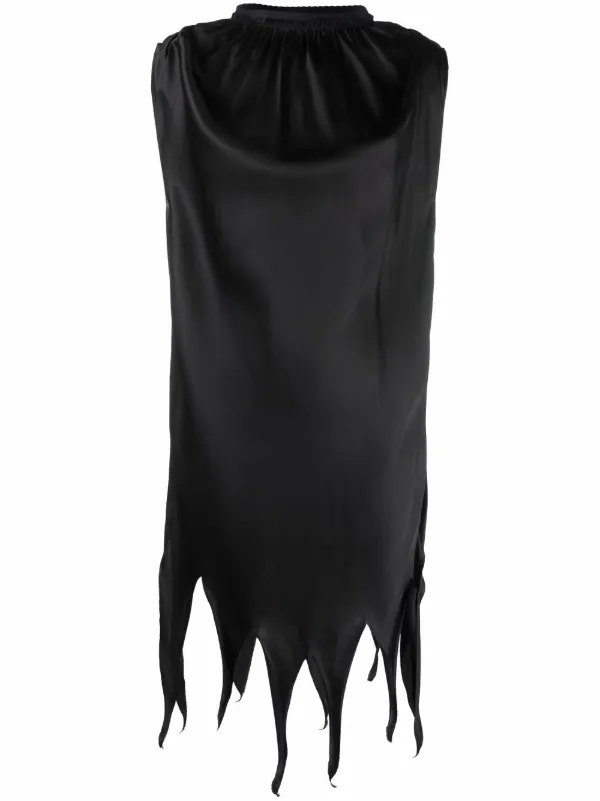 MM6 Maison Margiela カットオフヘム サテンドレス | ブラック