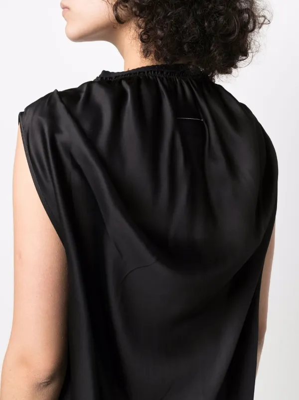 MM6 Maison Margiela カットオフヘム サテンドレス | ブラック