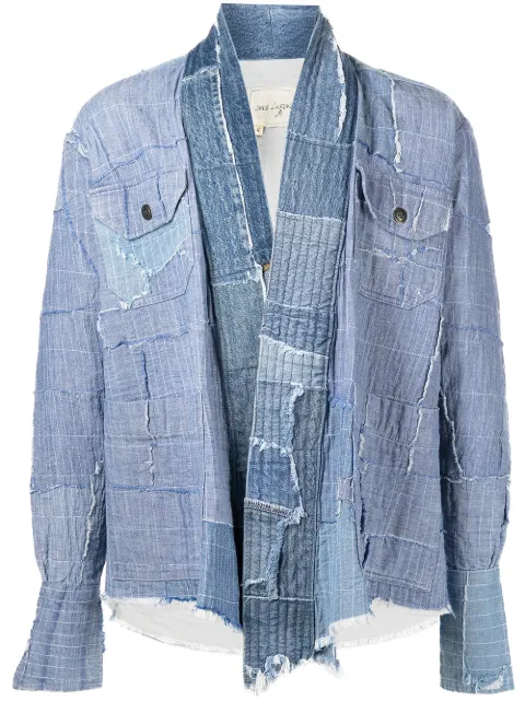 Greg Lauren veste en jean à design patchwork