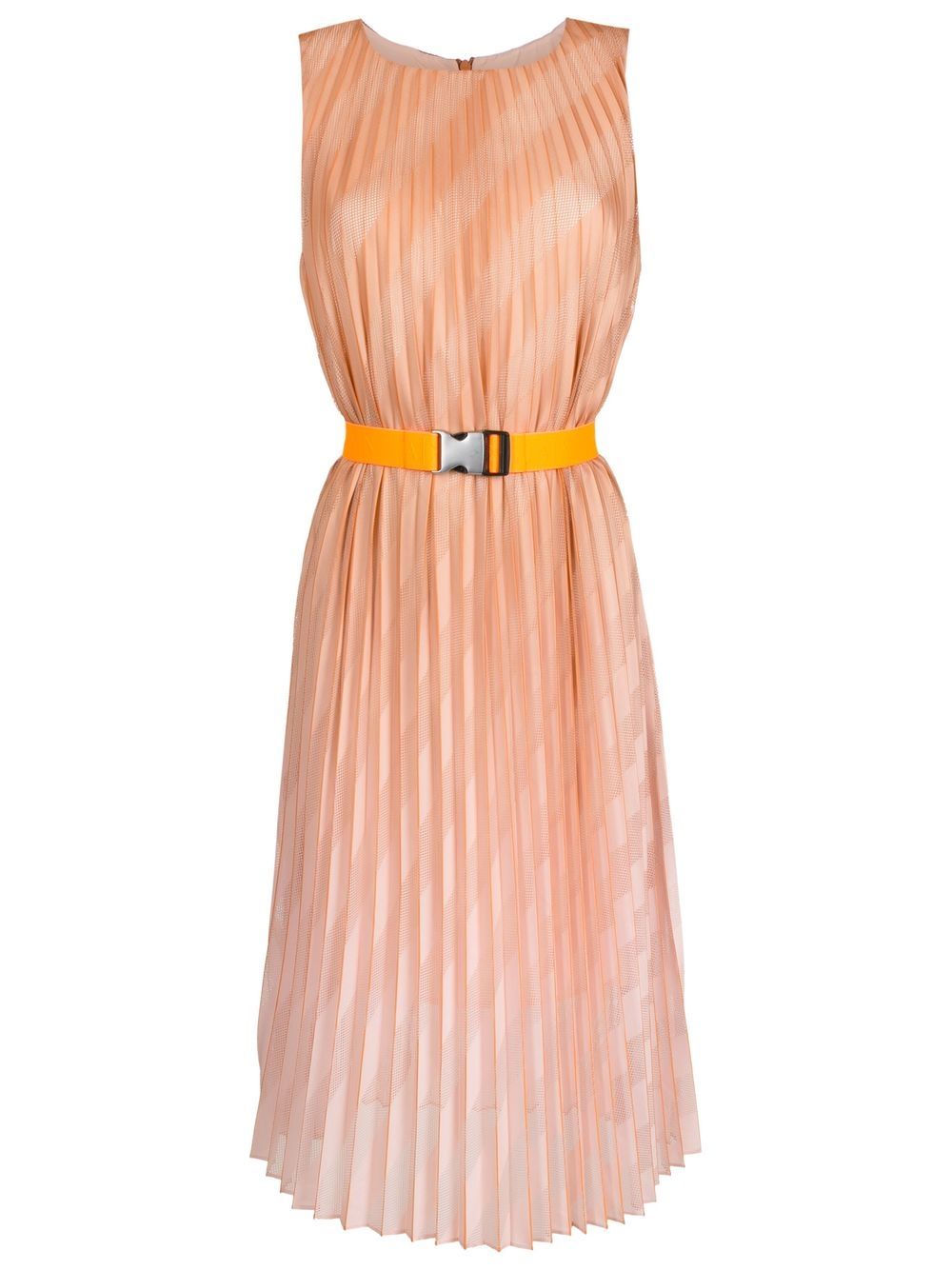 Armani Exchange Belted Pliss Dress In Orange ModeSens