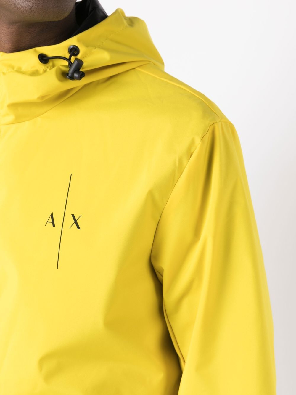 Shop Armani Exchange Logo-print Hooded Windbreaker In Yellow