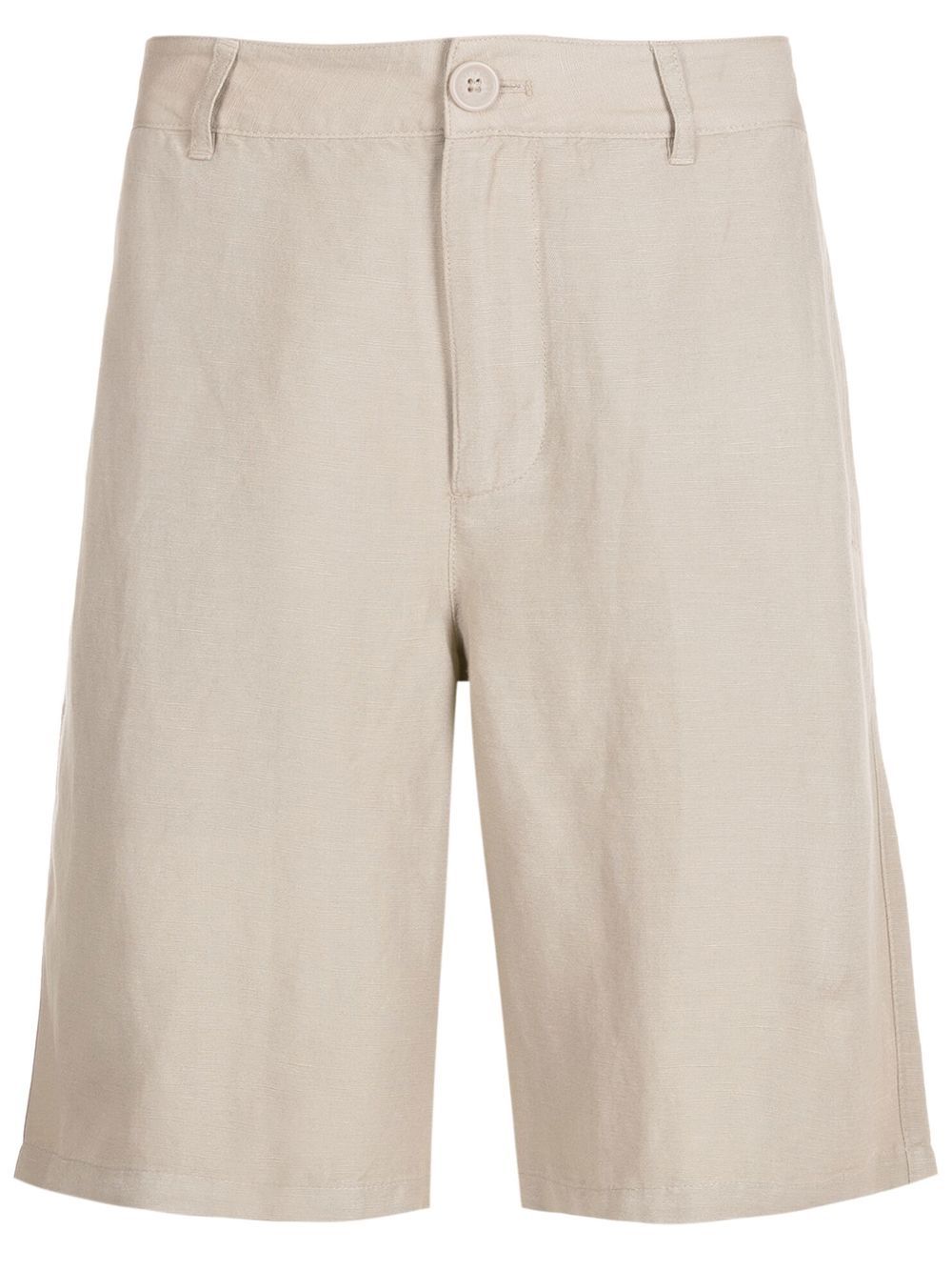 straight-leg linen bermuda shorts