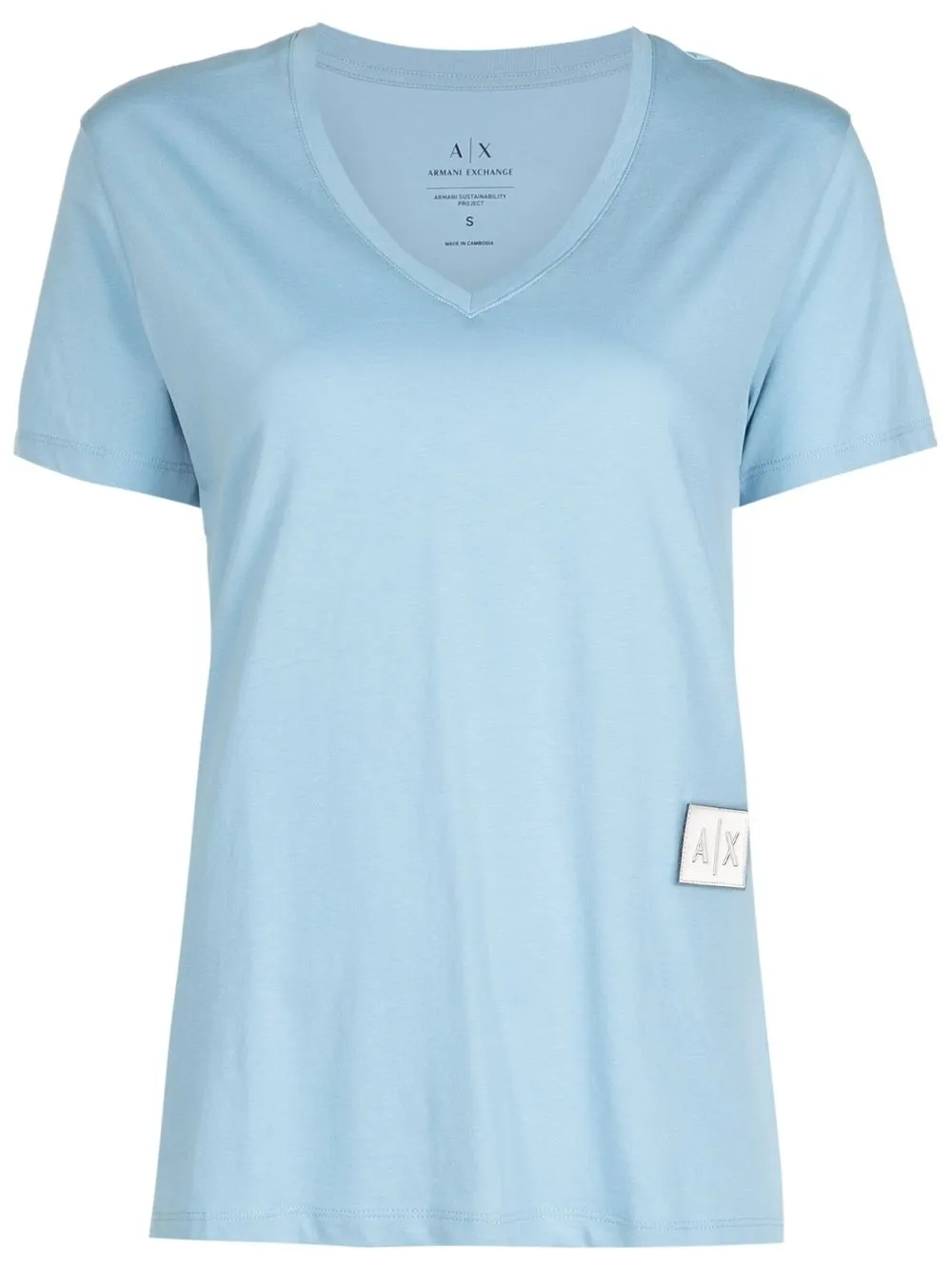 

Armani Exchange playera con cuello en V - Azul