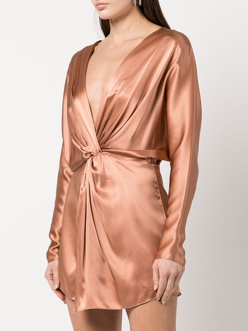 Shop Michelle Mason Twist-detail Silk Dress In Neutrals