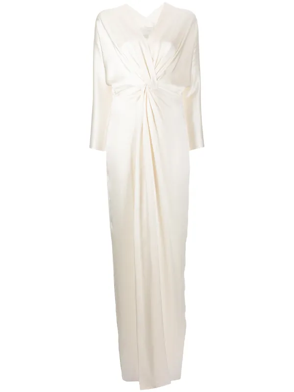 Michelle Mason twist-detail Silk Gown | Neutrals | FARFETCH CA