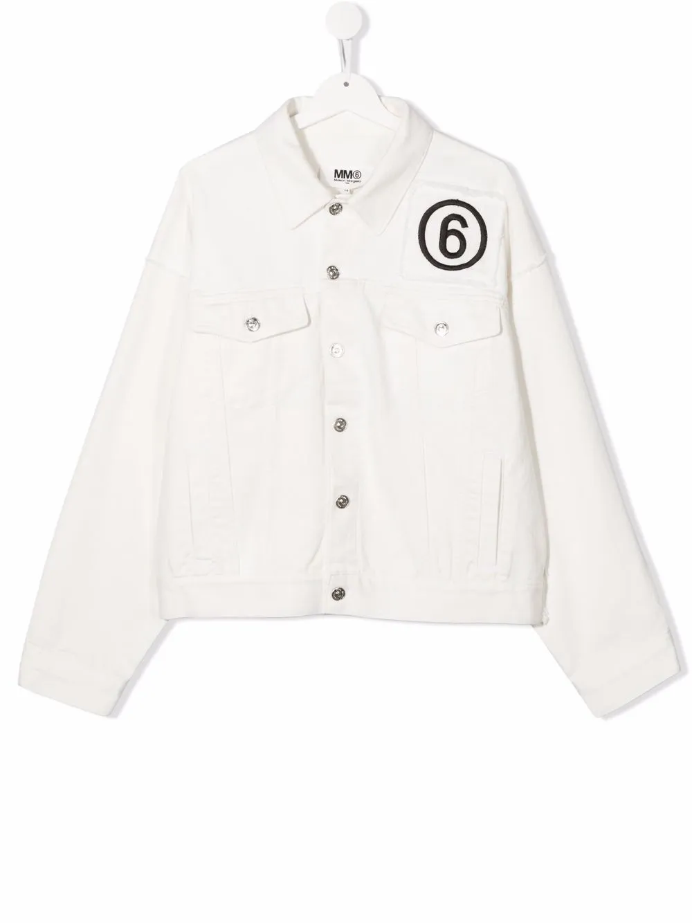 

MM6 Maison Margiela Kids chamarra de mezclilla con parche del logo - Blanco