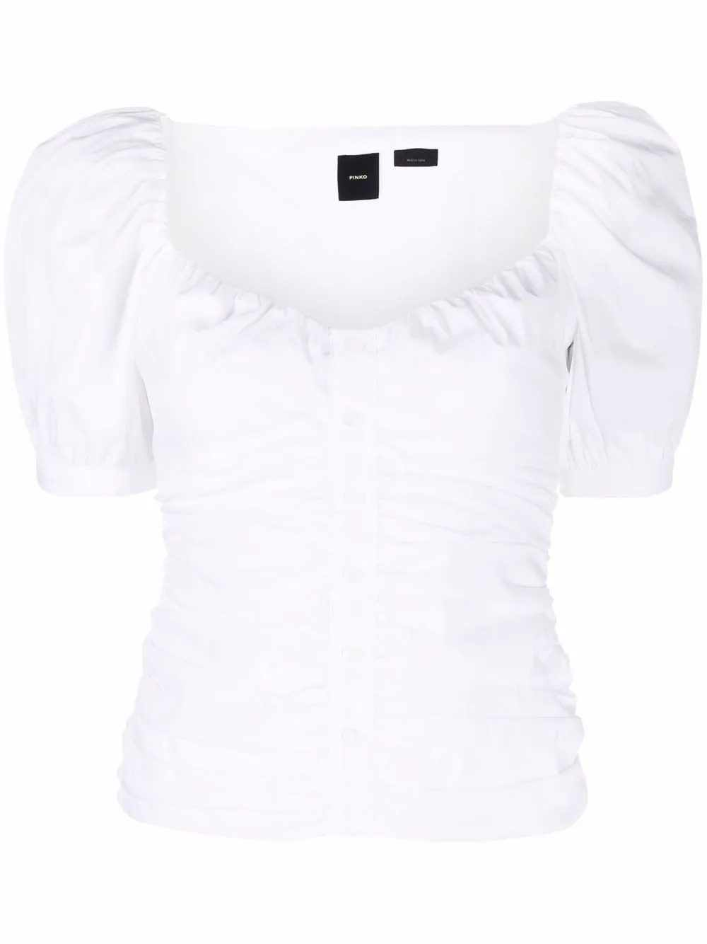 

PINKO blusa fruncida con mangas farol - Blanco