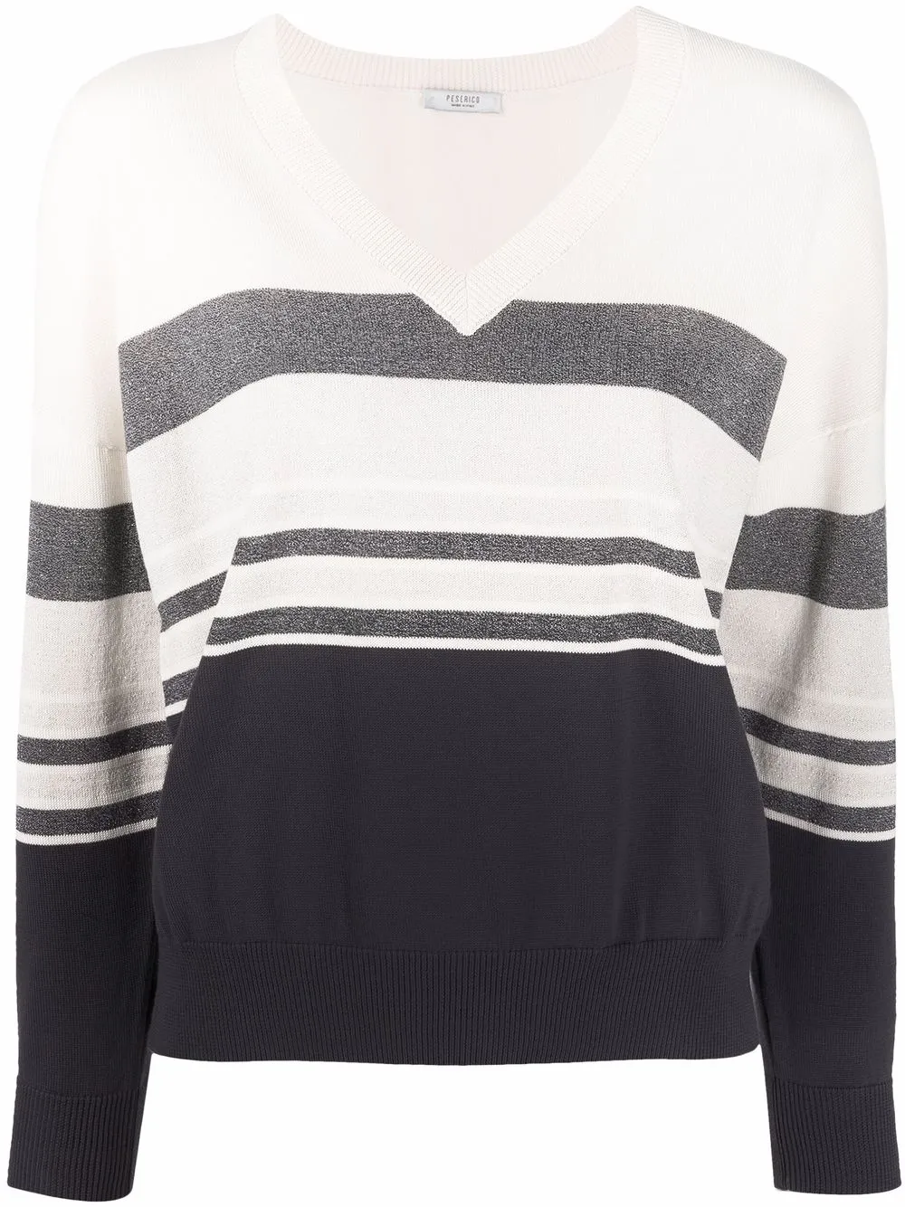 

Peserico striped V-neck jumper - Grey