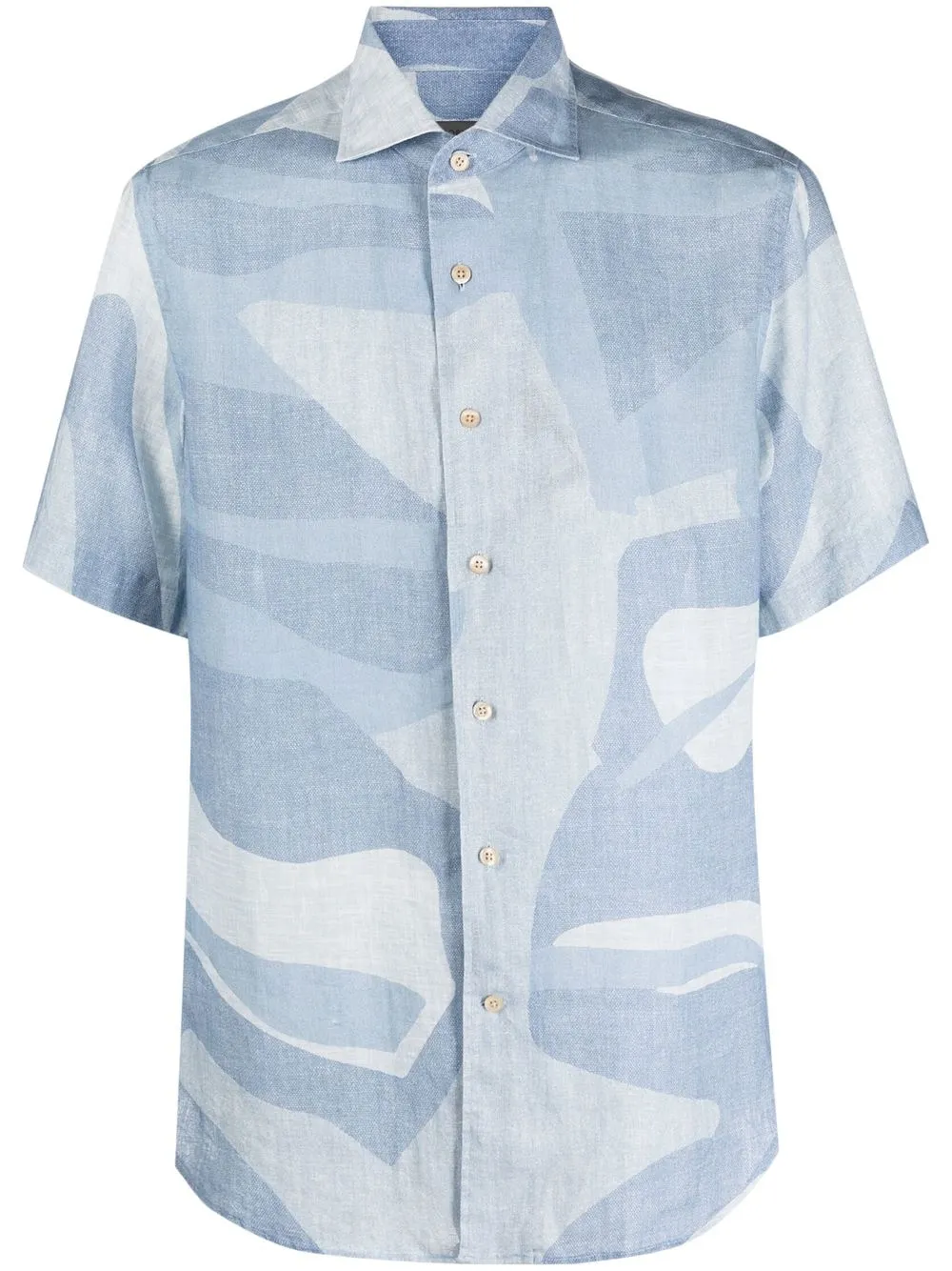 

Corneliani abstract-print linen shirt - Blue