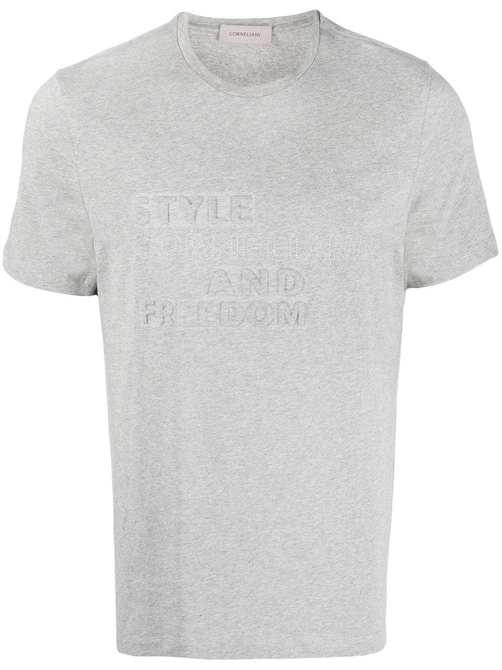 Corneliani Slogan-print Short-sleeved T-shirt In Grey