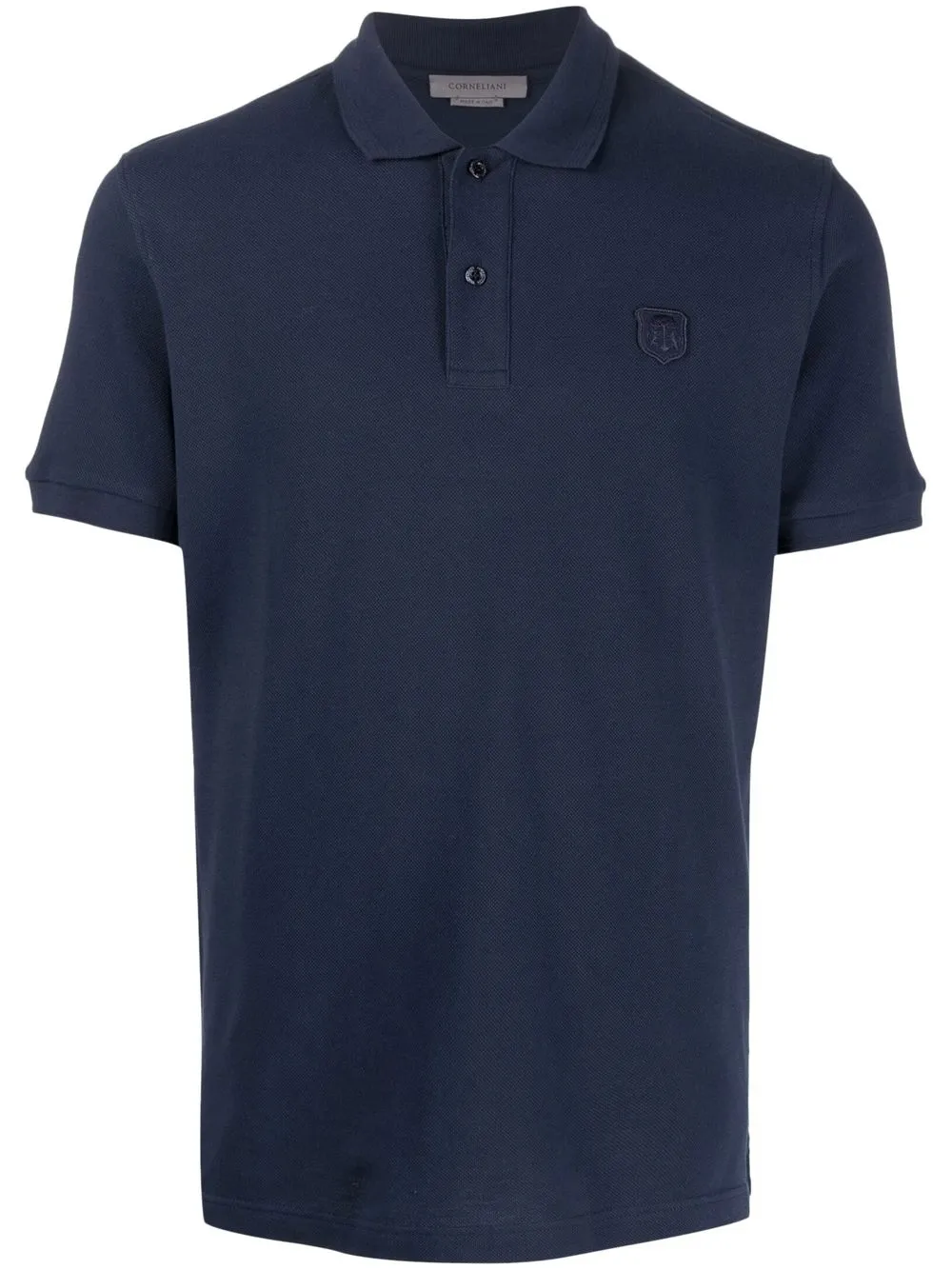 

Corneliani logo-patch cotton polo shirt - Blue