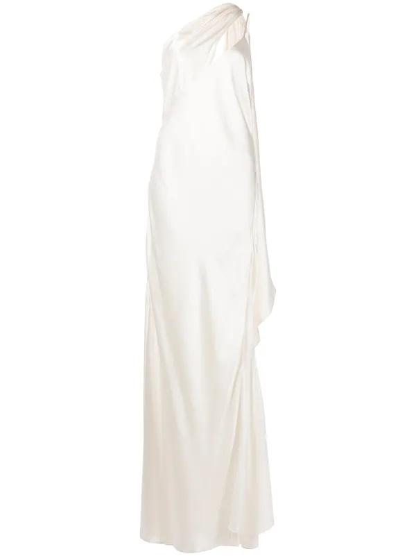 michelle mason one-shoulder draped silk dress Michelle Mason One-shoulder silk-satin gown - Women - Lavender Dresses
